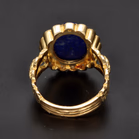 18ct Yellow Gold Lapis Lazuli & Diamond Floral Ring