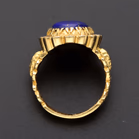 18ct Yellow Gold Lapis Lazuli & Diamond Floral Ring
