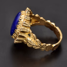 18ct Yellow Gold Lapis Lazuli & Diamond Floral Ring