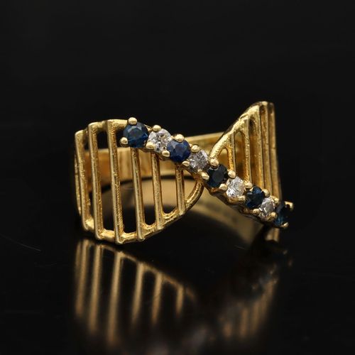 18ct Gold Sapphire and Diamond Ring image-1