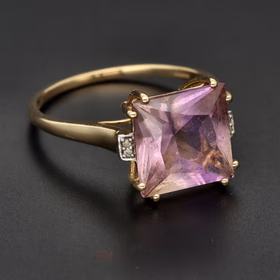 Large 9ct Gold Ametrine Diamond Ring