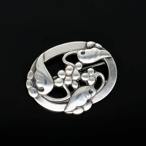 Georg Jensen Silver Moonlight Grapes Brooch image-1