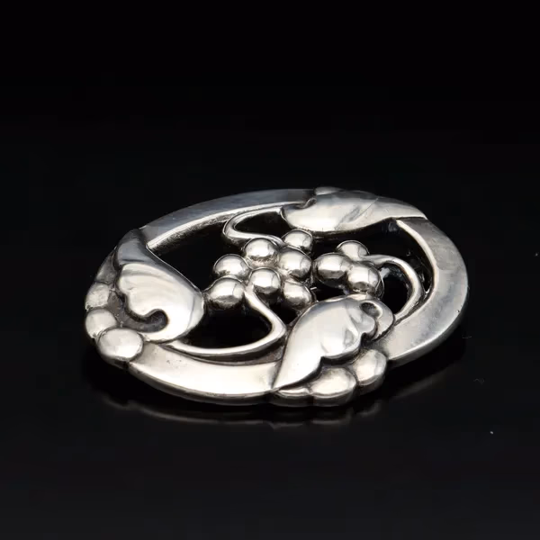 Georg Jensen Silver Moonlight Grapes Brooch