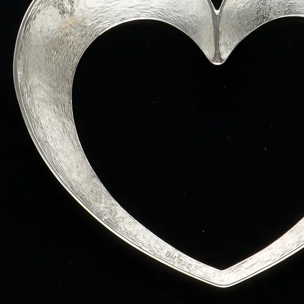 Heavy Danish Silver Heart Design Modernist Pendant