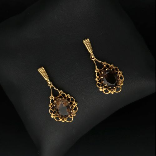 9ct Gold Smokey Quartz Earrings image-1