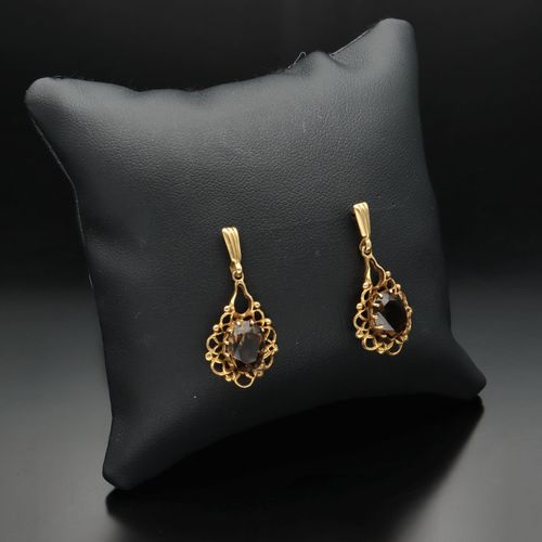 9ct Gold Smokey Quartz Earrings image-3
