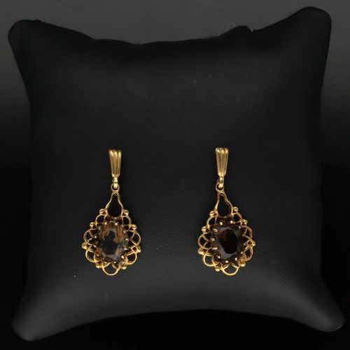 9ct Gold Smokey Quartz Earrings image-2