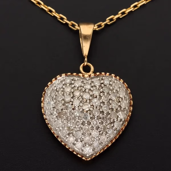 9ct Gold Diamond Heart Pendant