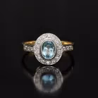18ct Yellow Gold Aquamarine and Diamond Ring