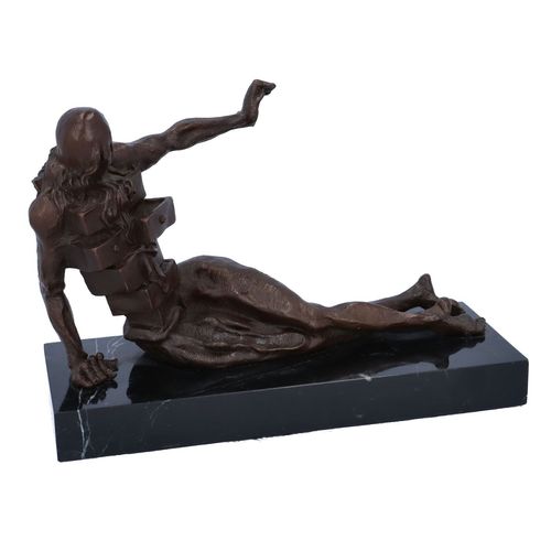 Surreal Abstract Bronze Figure on a Marble Base image-3