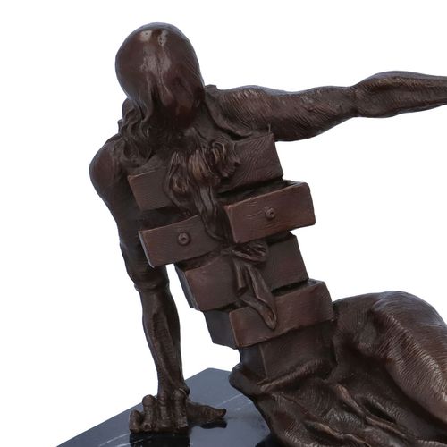 Surreal Abstract Bronze Figure on a Marble Base image-2