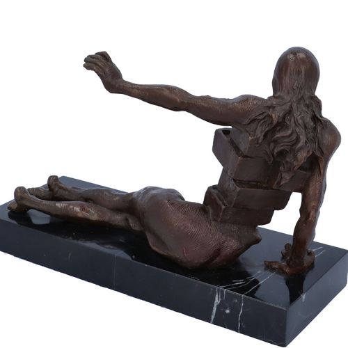 Surreal Abstract Bronze Figure on a Marble Base image-5