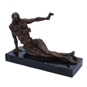 Surreal Abstract Bronze Figure on a Marble Base
