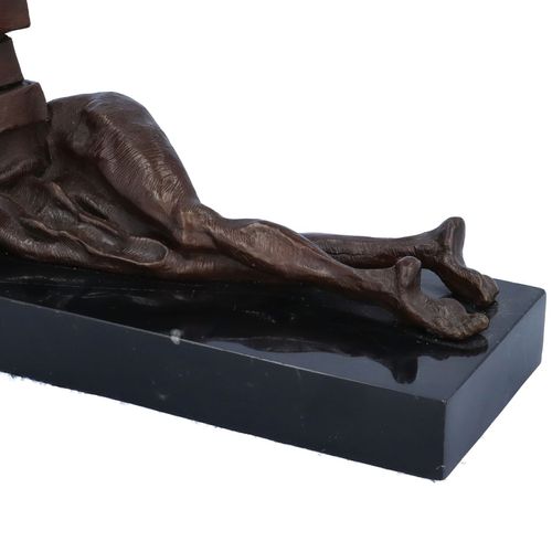 Surreal Abstract Bronze Figure on a Marble Base image-4