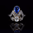 360° view of The Antique Sapphire and Old Cut Diamond Tiara Ring