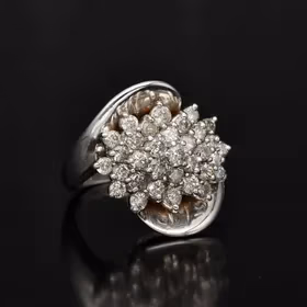 14ct White Gold Diamond Cluster Ring