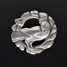 Antique Georg Jensen 830 Silver Bird Brooch By Kristian Møhlhansen