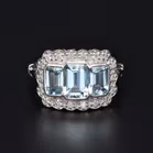 18ct White Gold Aquamarine & Diamond Ring
