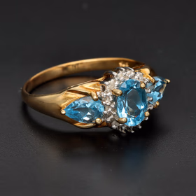 9ct Gold Topaz and Diamond Ring