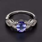 18ct White Gold Tanzanite & Diamond Dress Ring