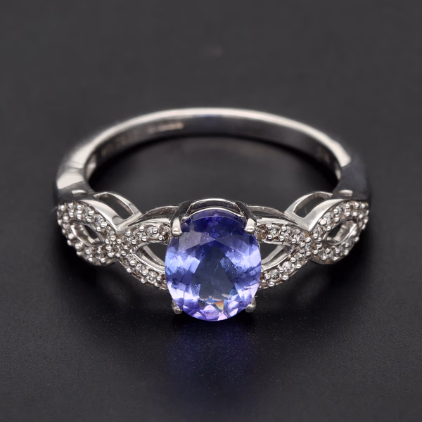 18ct White Gold Tanzanite & Diamond Dress Ring