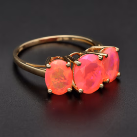 9ct Yellow Gold Three-Stone Heated Opal Dress Ring