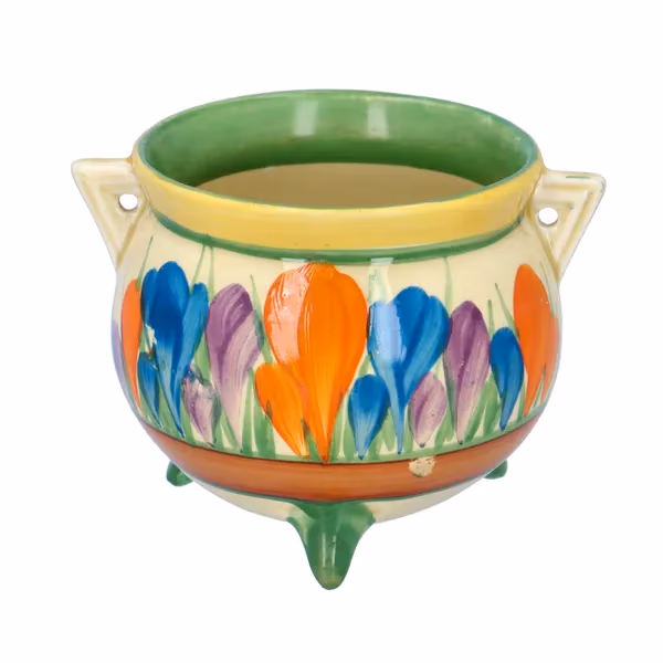Clarice Cliff Crocus Cauldron Pot Bizarre Ware