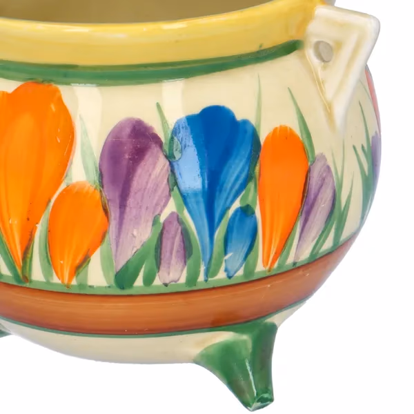 Clarice Cliff Crocus Cauldron Pot Bizarre Ware