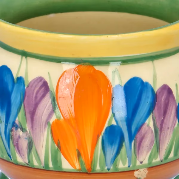 Clarice Cliff Crocus Cauldron Pot Bizarre Ware