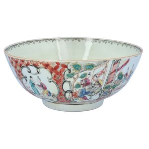 18th Century Chinese Famille Rose Porcelain Punch Bowl