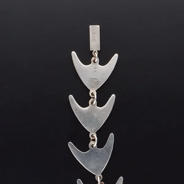 Danish Sterling Silver And Black Enamel Angel Fish Design Necklace