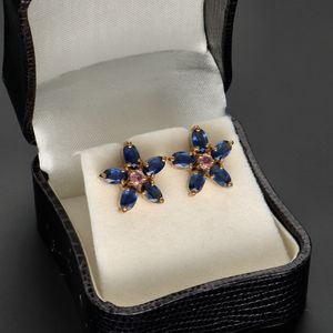 9k and 10k Gold Two Tone Sapphire Earrings