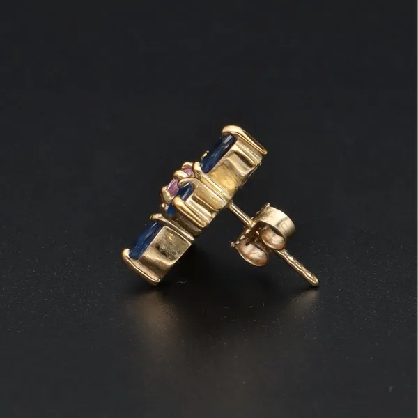 9k and 10k Gold Two Tone Sapphire Earrings