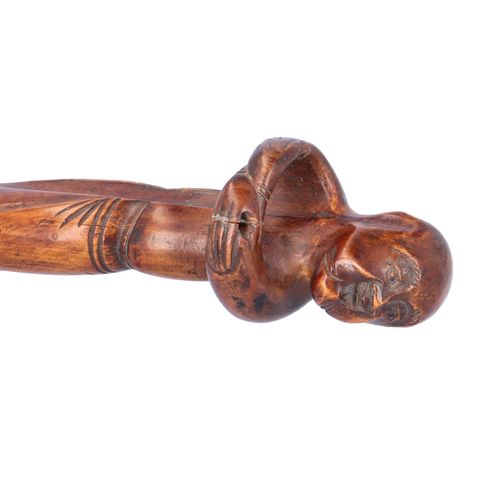 Japanese Carved Wood and Brass Kiseru Pipe and Holder image-6