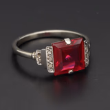 18ct White Gold Art Deco Ruby & Diamond Ring