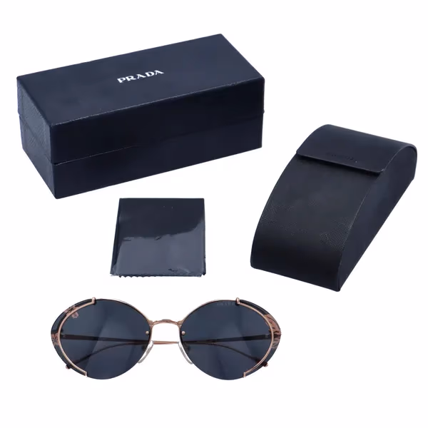 Prada SPR60U Gold Round Metal Sunglasses