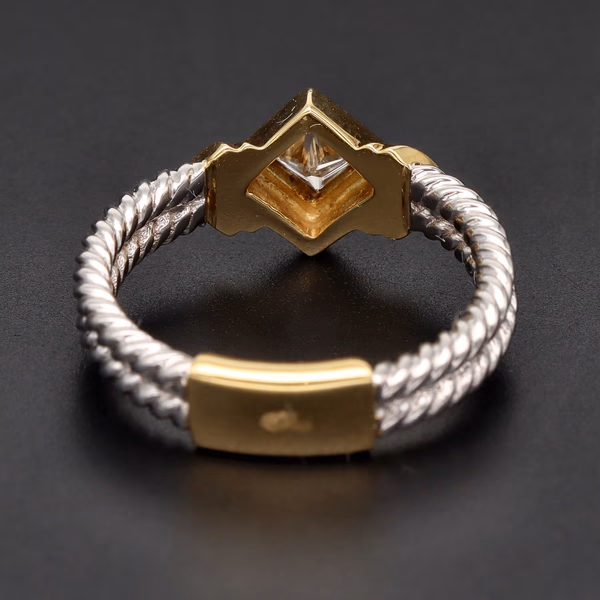 18ct White & Yellow Gold Princess-Cut Diamond Ring