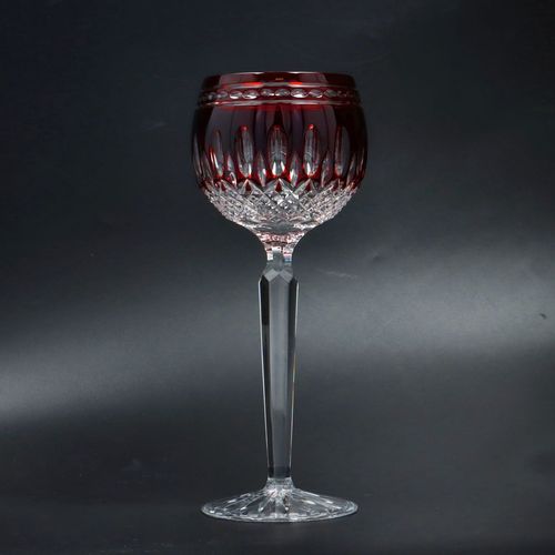 Pair of Waterford Crystal Clarendon Ruby Hock Glasses image-3
