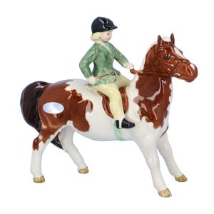 Beswick Ceramic Girl on Skewbald Pony