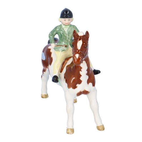 Beswick Ceramic Girl on Skewbald Pony image-3