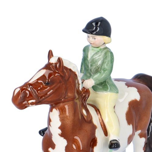 Beswick Ceramic Girl on Skewbald Pony image-2