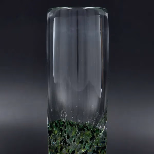 Vintage Skruf Green Controlled Bubble Glass Vase