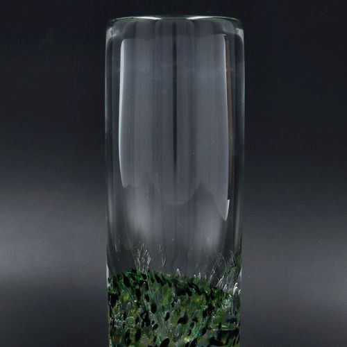 Vintage Skruf Green Controlled Bubble Glass Vase image-3