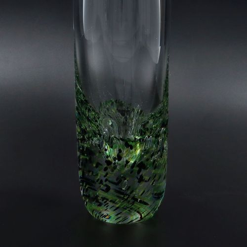 Vintage Skruf Green Controlled Bubble Glass Vase image-2