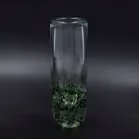 Vintage Skruf Green Controlled Bubble Glass Vase