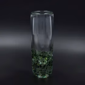 Vintage Skruf Green Controlled Bubble Glass Vase