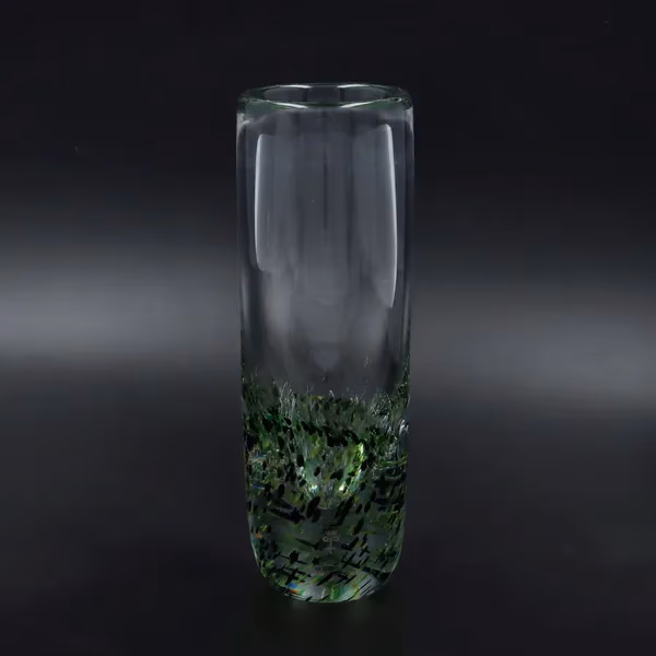 Vintage Skruf Green Controlled Bubble Glass Vase