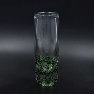 Vintage Skruf Green Controlled Bubble Glass Vase