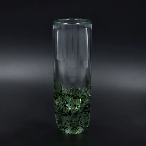 Vintage Skruf Green Controlled Bubble Glass Vase image-1