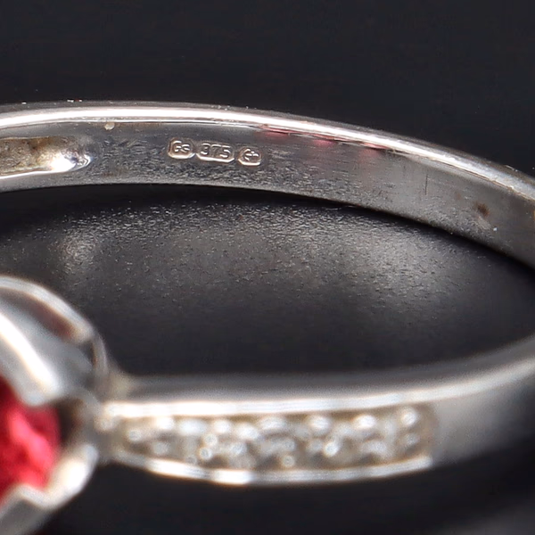 9ct White Gold Pink Tourmaline Diamond Ring